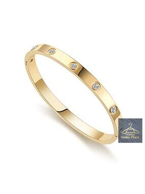 18K Gold-plated Bangle Bracelet Hidden Clasp Stainless Steel Friendship Love